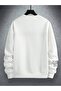 Signature Pattern Winter Sweatshirt - White Printed Oversize Crew Neck - 2