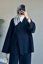 Navy Blue Linen Set - Thin String - 2
