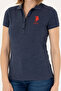 Women's Navy Blue Basic Polo Neck T-Shirt 50262695-Vr033 - 6