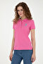 Women's Pink Basic Polo Neck T-Shirt 50262699-Vr041 - 3