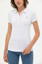 Women's White Basic Polo Neck T-Shirt 50262698-Vr013 - 6