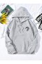 3 Thread Planet Phases Thick Winter Sweatshirt - Gray Printed Oversize Hoodie with Pockets - 2