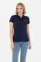 Women's Navy Blue Polo Neck T-Shirt 50262715-Vr033