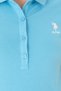 Women's Turquoise Polo Neck T-Shirt 50262716-VR093 - 7
