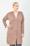 Women's Mink Buttoned Large Size Mother Long Combed Cotton Cardigan with Pockets - 2
