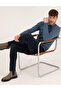 Blue Slim Fit Crew Neck Wool Blend Basic Knitwear Sweater 50257301-Vr036 - 2