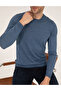 Blue Slim Fit Crew Neck Wool Blend Basic Knitwear Sweater 50257301-Vr036 - 6