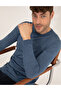 Blue Slim Fit Crew Neck Wool Blend Basic Knitwear Sweater 50257301-Vr036