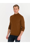 Tan Slim Fit Half Turtleneck Wool Blended Basic Knitwear Sweater 50257313-Vr099 - 3