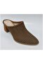 N338 Women's Genuine Leather Closed Toe Heeled Slippers - 8