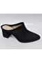 N338 Women's Genuine Leather Closed Toe Heeled Slippers