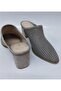 N338 Women's Genuine Leather Closed Toe Heeled Slippers - 5