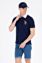 Men's Navy Blue Polo Neck Basic T-Shirt 50263005-Vr033 - 3