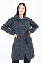 Women's Smoked Collar Buttoned Pocket Belted Knitted Knitwear Wool Long Cardigan - 7