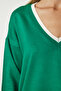 V-Neck Oversize Knitwear Sweater Green Lbv0022 - 4