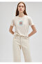 Beige Slim Fit Printed T-Shirt - 1612218 -70134