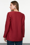 Burgundy Tie Detailed Woven Blazer Jacket Twoaw25Bc00028 - 5