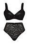 Black Velvet Leopard Printed High Waist Plus Size Lingerie Sets Tbbaw25Dg00001 - 2