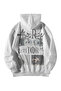 Women's Men's White Asap Poster Printed Oversize Hooded Kangaroo Pocket Hoodie