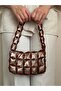 Coffee Satin Lined Casual Bag Evening Dress-Event Bag Handbag Shoulder Bag - 4