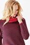 Women's Collar Collar Colorful Striped One Side Slit Buttoned Sweater Red - 8