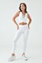 Women's White Stretch Fabric Lace-Up Design Sleeveless Athlete Top and Leggings Two-Piece Sports Set 069 - 6