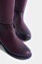 Burgundy Side Zipper Rubber Sole Buckle Round Toe Women's Boots - 3