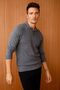 Men's Polo Neck Diamond Patterned Knitwear Sweater Smoked - 4
