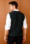 Men's Pique Woven Knitwear Vest with Zipper Pockets Green - 2