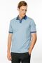 Men's Polo Collar T-Shirt with Striped Sleeves and Collar, Blue