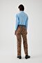 High Waist Leopard Patterned Regular Knitwear Trousers with Elastic Waist and Denim Trim - 2