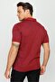 Men's Polo Neck Jacquard Short Sleeve T-shirt Claret Red - 5