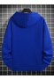Unisex Oversize Meet You Printed Cobalt Blue Hooded Sweatshirt - 3