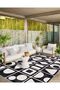 Leyla Collection Antique Look Black and White Shape Detailed Woven Base Decorative Carpet Leyla05 - 4