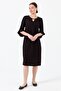 Women's Collar Chain Accessory Linen Dress Black