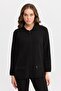 Women's Polo Collar Pocket Zippered Wool Cardigan Black - 8
