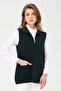 Women's Polo Collar and Pocket Crocheted Wool Vest Green - 2