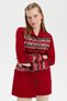 Women's Polo Collar Skirt Felted Araboy Wool Cardigan Dark Red - 3