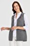 Women's V-Neck Lace Embroidered Wool Vest Smoked - 7