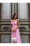 Premium Candy Pink Midi Length Lace-Up Cotton Bell Dress - 7