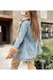 Women's Furry Denim Jacket Coat Coat Keeps Warm Fur Inside Make a Difference New Season Brown Blue - 2