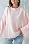 Women's Off-Shoulder Wide Sleeve Crew Neck Long Sleeve Oversize Powder Knitwear Sweater 4091 - 2