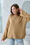 Women's Off-Shoulder Wide-Sleeve Crew Neck Long-Sleeve Oversize Camel Knitwear Sweater 4091 - 5