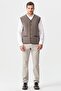 Men's V-Neck Pique Woven Wool Vest Mink with Felt Accessories - 3