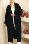 V-Neck Folded Wide Long Sleeve Self-Textured Thick Full Ankle Length Winter Comfortable Knitwear Cardigan - 2