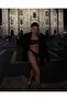 Women's Crystal Long Sleeve Rhinestone Mesh Dress Elegant Evening Dress - 3