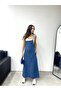 Kn Long Garden Front Pocket Suspender Denim Dress