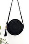 Black Round Bag - Macrame, Bohemian, Tasseled Straw and Knitted Crossbody Bag - 6