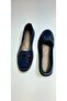 Inside and Outside 100% Genuine Genuine Leather Braided Navy Blue Ballerinas - 4