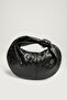 Moon Women's Knitted Patterned Knot Detailed Design Handbag Black - 3